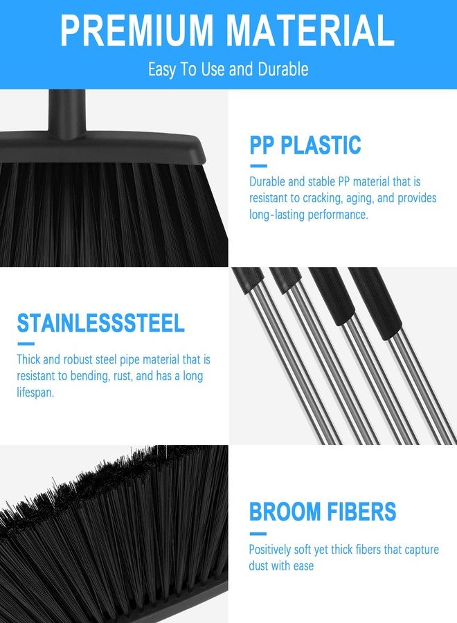 UDUK Heavy Duty Angle Broom, 55-Inch Long Handle Extra Wide 12.6 Inch Head, Stainless Steel Tube & PP Bristles for Pet Hair and Dust, Floor Safe - Black - Image 3